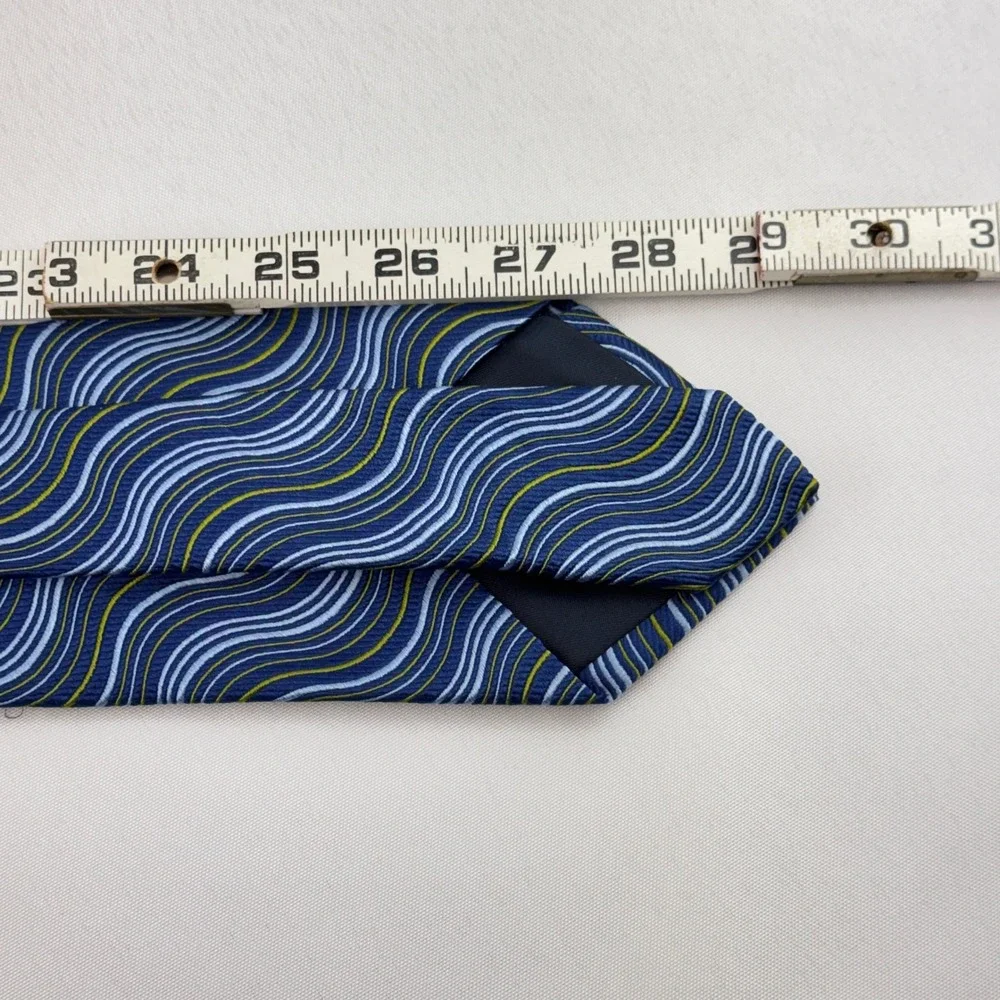 Louis Dell'Olio Silk‎ Tie Mens OS Blue Wavy Abstract Italian Handmade Designer